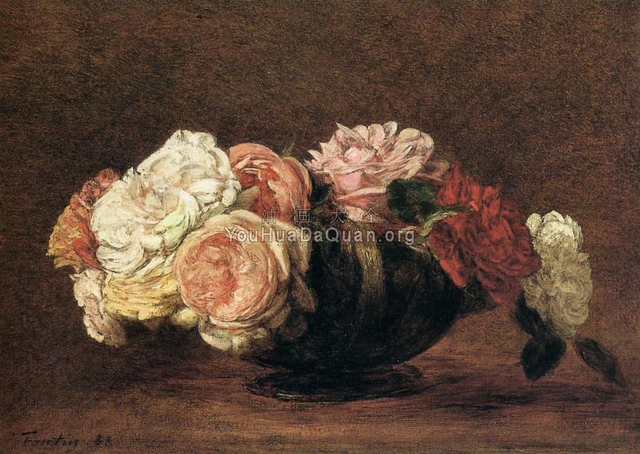 Roses in a Bowl - 亨利·方丹·拉图尔